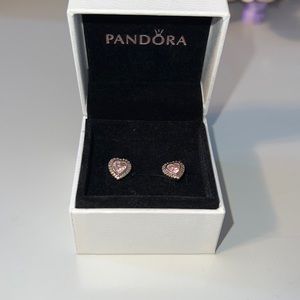 Gold and Pink Pandora Heart Earrings